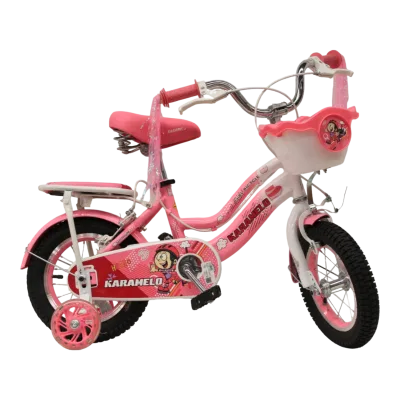 BICI MN R12 Niña Karamelo ROSA c/ BLANCO Parrilla/ Llan nga/ canasta