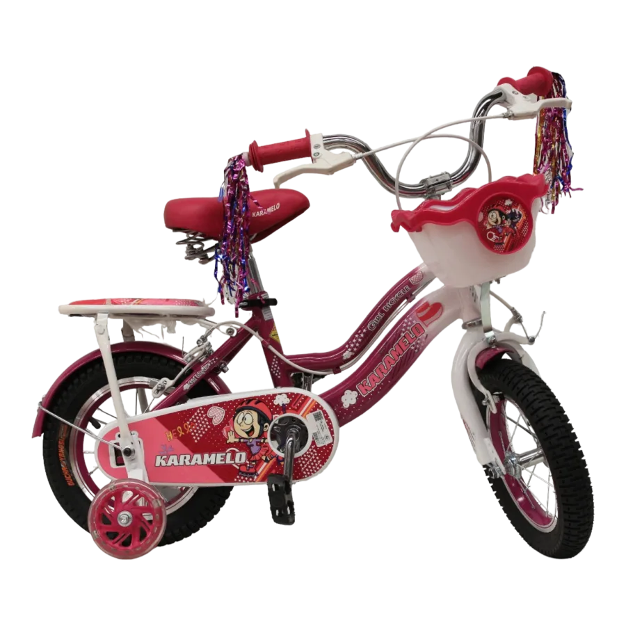 BICI MN R12 Niña Karamelo LILA c/ BLANCO Parrilla/ Llan nga/ canasta