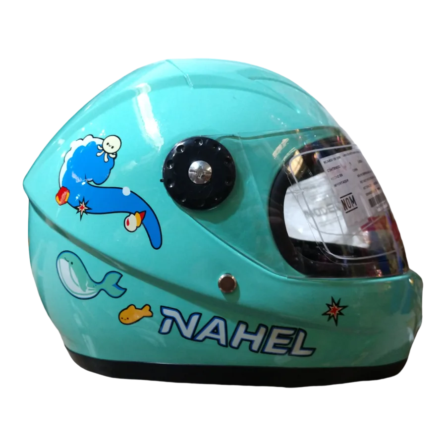 CASCO DE MOTO INFANTIL CERRADO SIRENA AZUL PASTEL