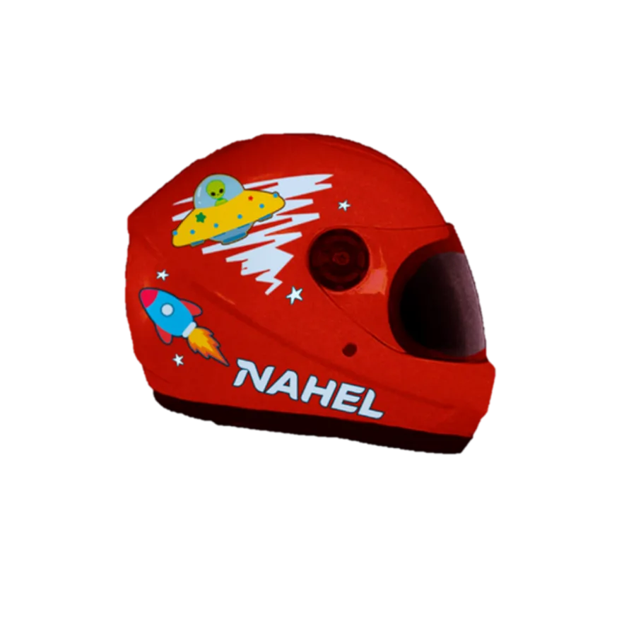 CASCO DE MOTO INFANTIL CERRADO ALIEN ROJO