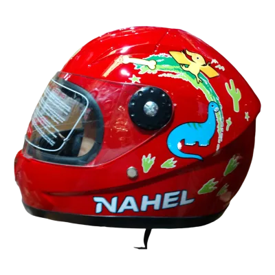 CASCO DE MOTO INFANTIL CERRADO DINOSAURIO ROJO