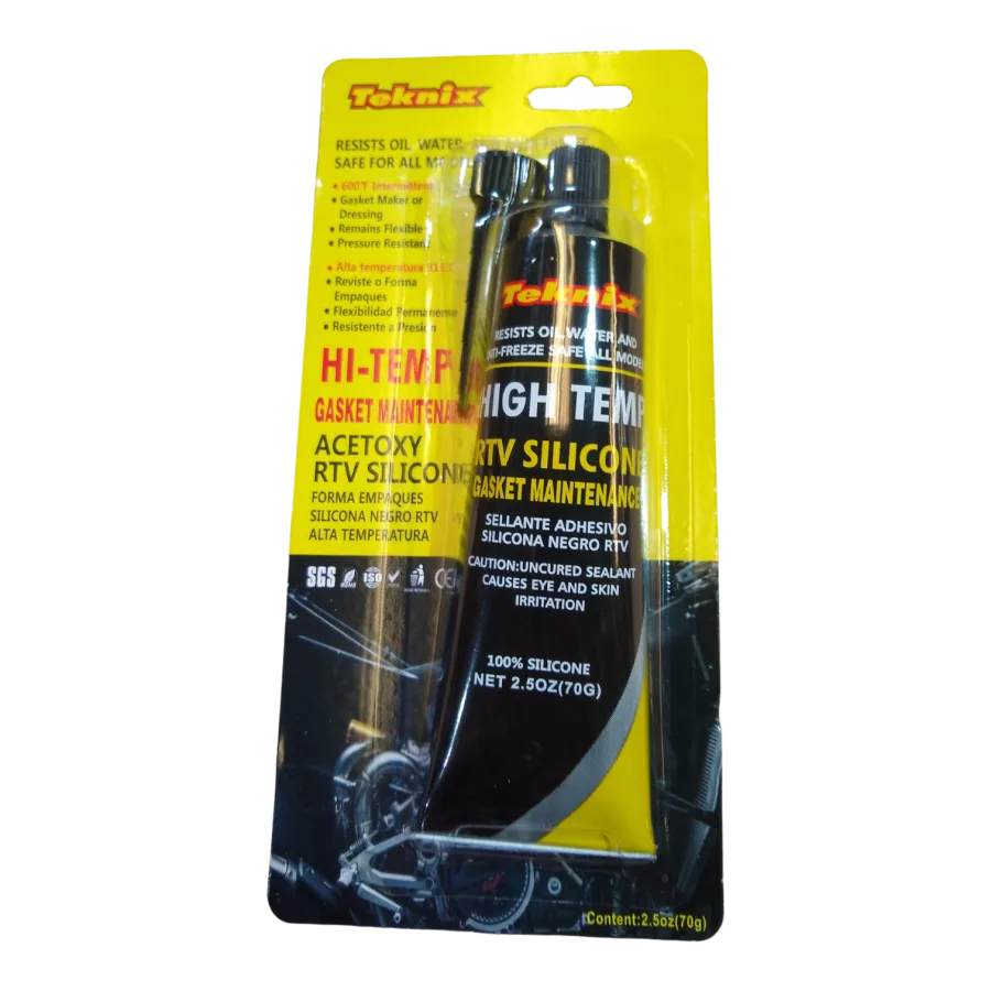 SILICON RTV PARA ALTAS TEMPERATURAS TEKNIX COLOR NEGRO 70 GR