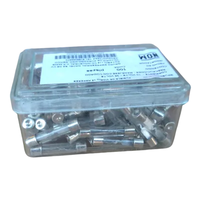 CAJA FUSIBLE DE VIDRIO 15 AMPERES (100 PZ)