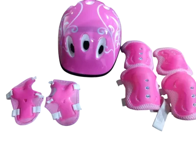 KIT ROSA CASCO INFANTIL CON RODILLERAS, GUANTES Y CODERAS