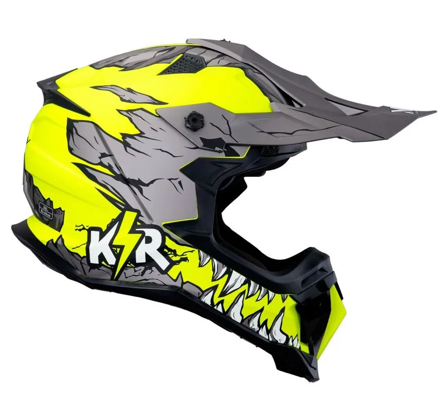 Casco Cross Dot Rhino Kr Gris/Amar/Ngo (Tallas M, L, Xl Y 2Xl)