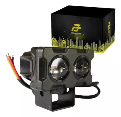 FARO AUXILIAR NEGRO 1200LM 12 Vcc LUZ BLANCA Y AMBAR UNIVERSAL (C/PLACA ENFRIADORA)
