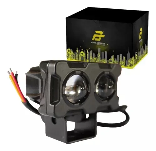 FARO AUXILIAR NEGRO 1200LM 12 Vcc LUZ BLANCA Y AMBAR UNIVERSAL (C/PLACA ENFRIADORA)