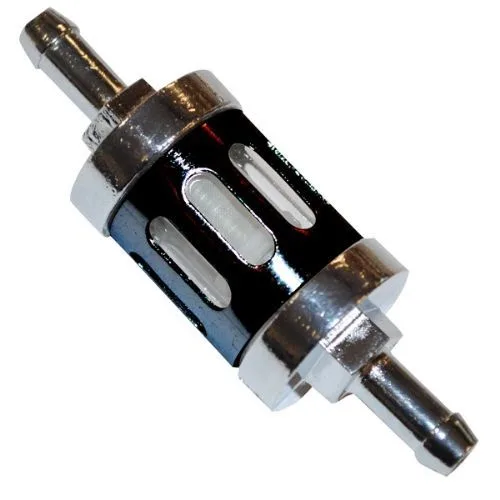 FILTRO DE GASOLINA de aluminio NEGRO C/PLATA
