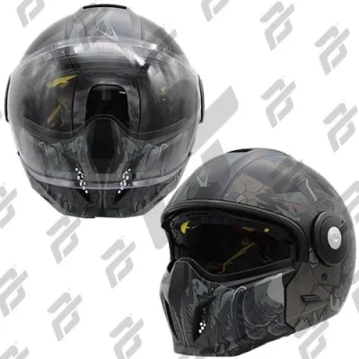 Casco 3 Transf. Helmet Dot "Jet Atomic" Cafe/Gris/Ngo --Lente Humo Antiempañante-- (Tallas: M,L,Xl