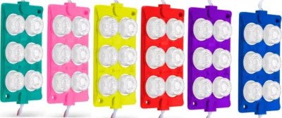 MODULO "PZA" 6 LEDS T/BOTON -MED- "DOBLE FILA" (RJO, AZL, VDE, BCO, AMA, MOR, RSA) --RASEN--