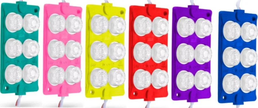 MODULO "PZA" 6 LEDS T/BOTON -MED- "DOBLE FILA" (RJO, AZL, VDE, BCO, AMA, MOR, RSA) --RASEN--