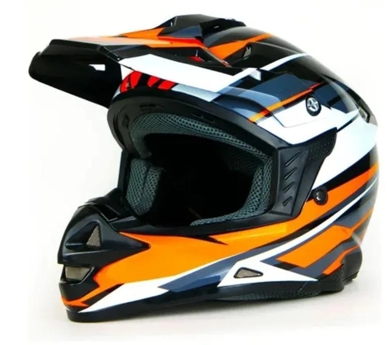CASCO TIPO CROSS NEGRO/NARANJA "DOT" (CAS-CRO-20001) --M, L, XL, XXL-- RASEN*