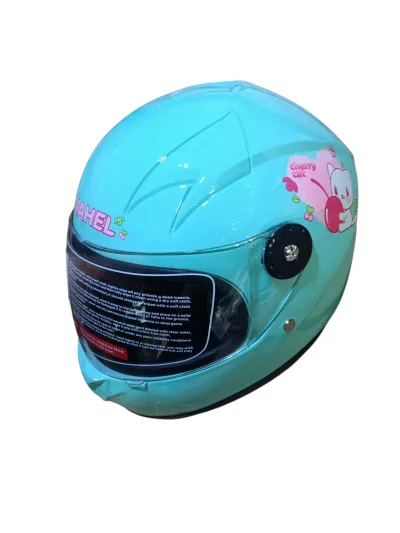 CASCO DE MOTO INFANTIL CERRADO CHERRY CAT AZUL PASTEL