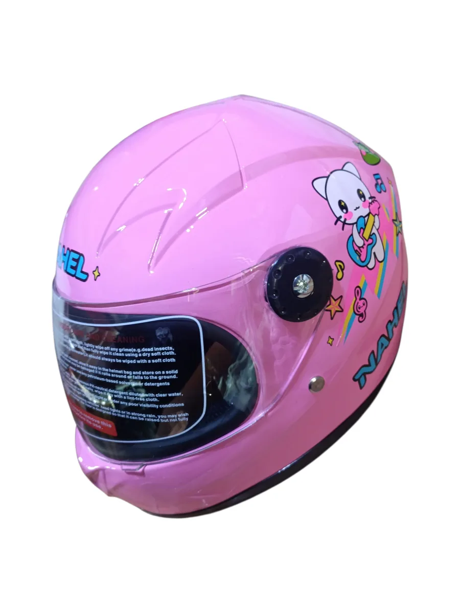 CASCO DE MOTO INFANTIL CERRADO GATITA MUSICAL ROSA