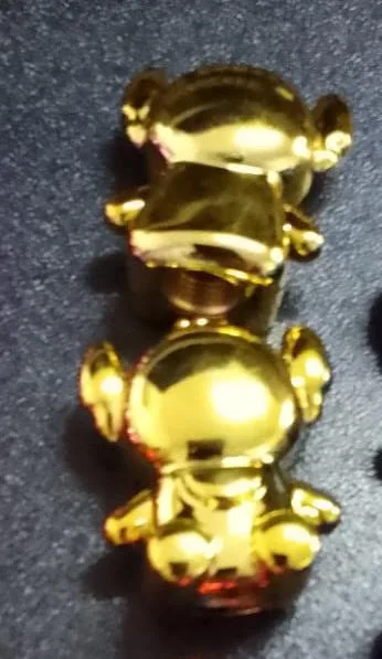 TAPONES DE VALVULA DE RIN RATON BRILLANTE ACABADO ALUMINIO DORADO