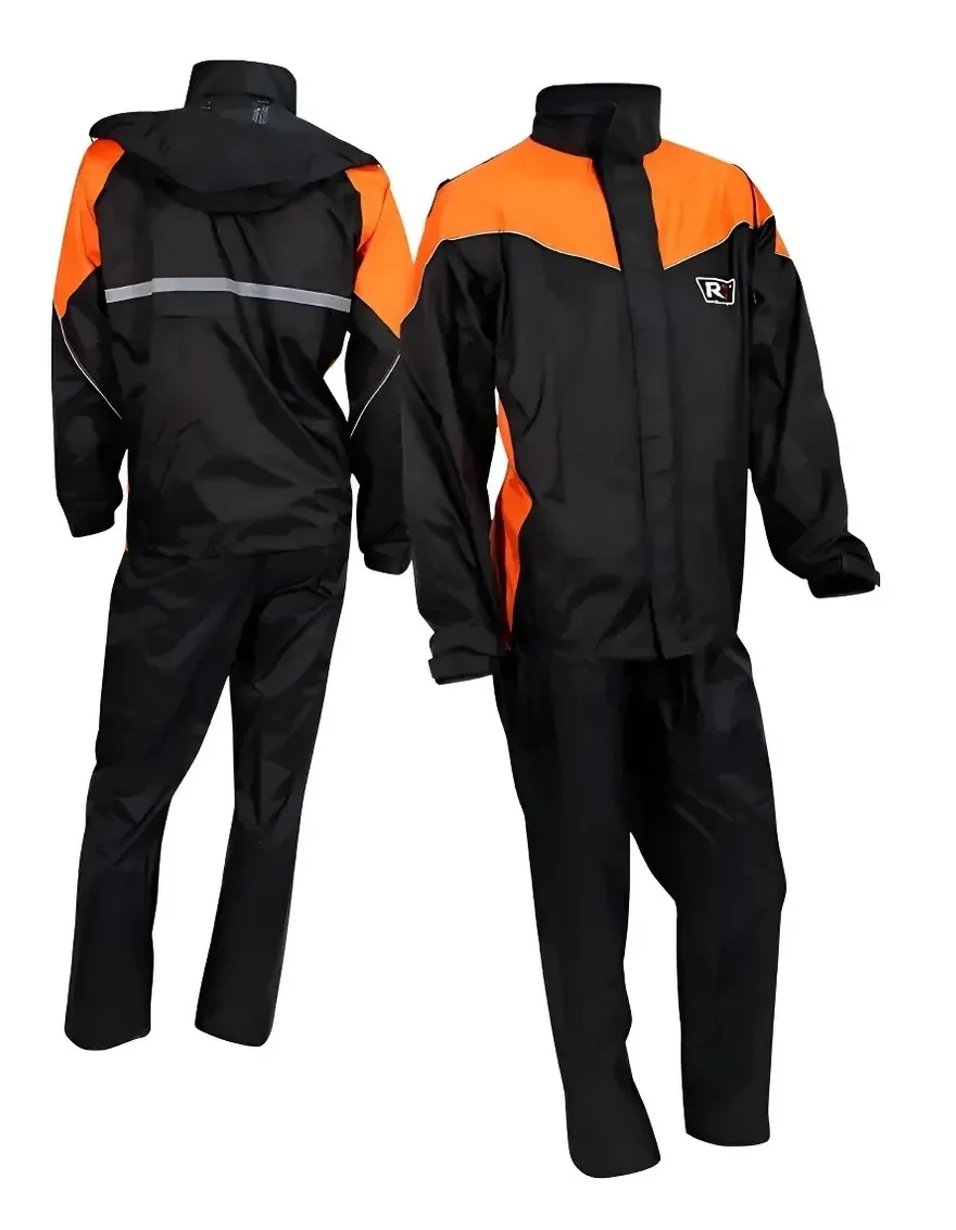IMPERMEABLE "R7 RAICING" NEGRO C/NJA --TALLA L--