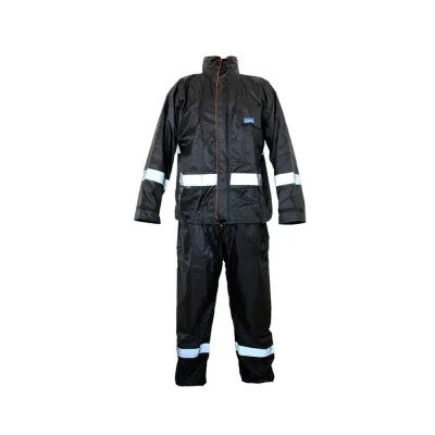 IMPERMEABLE "NEGRO C/REFL. GRIS" DOS CAPAS "L" REFORZADO --WINDSOR--