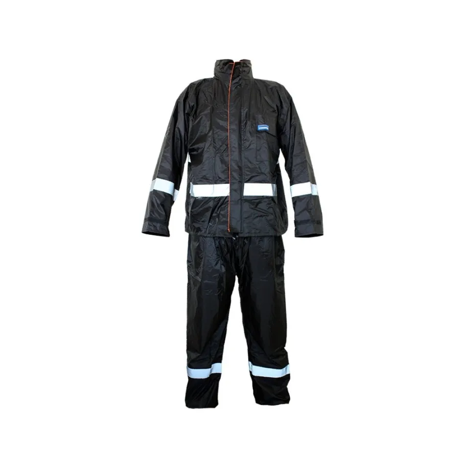 IMPERMEABLE "NEGRO C/REFL. GRIS" DOS CAPAS "L" REFORZADO --WINDSOR--