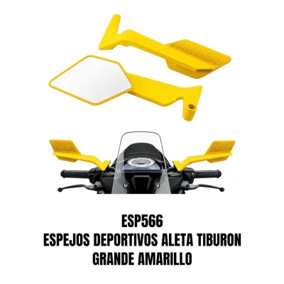 ESPEJOS DEPORTIVOS ALERON ALETA TIBURON GRANDE AMARILLO MATE