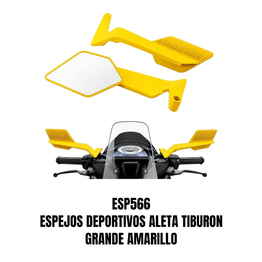 ESPEJOS DEPORTIVOS ALERON ALETA TIBURON GRANDE AMARILLO MATE