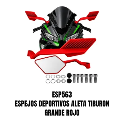 ESPEJOS DEPORTIVOS ALERON ALETA TIBURON GRANDE ROJO MATE