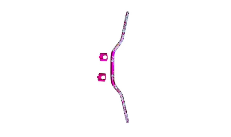 MANUBRIO ESTAMPADO CALAVERAS CON SOPORTES ROSA