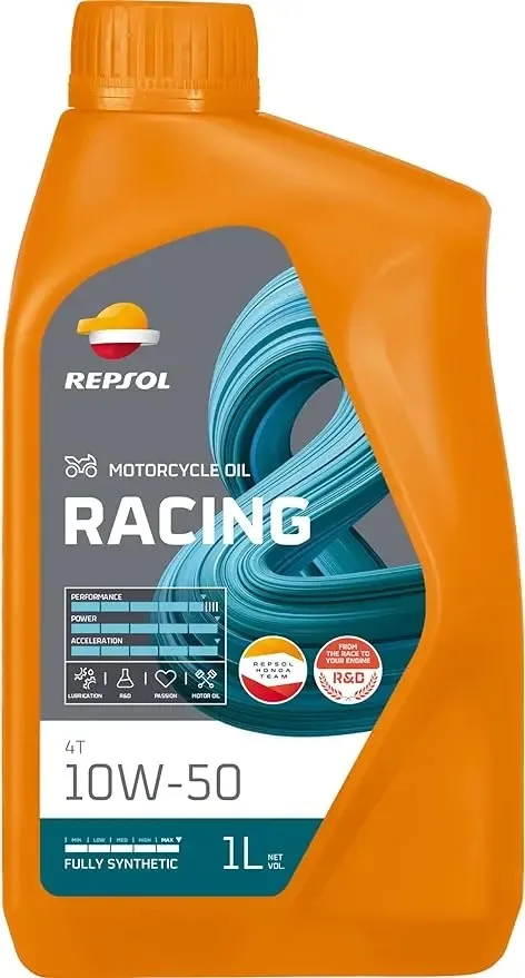 ACEITE REPSOL =SYNTHETIC 10W-50= 1 LITRO, 4T MOTO RACING (JASO MA2, API SN)