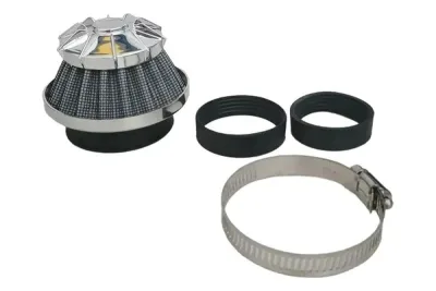 FILTRO DE AIRE CHAPARRO ALTO FLUJO CON ADAPTADORES 35MM-42MM-48MM PLATA