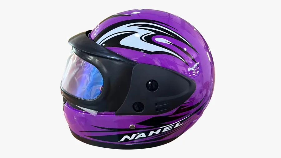 CASCO MOTO CERRADO DOBLE MICA LILA