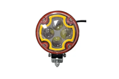 FARO LED 4 LEDS DE CRUZ CON ARO ROJO AMARILLO-BLANCO FLASH