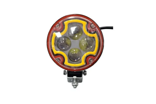 FARO LED 4 LEDS DE CRUZ CON ARO ROJO AMARILLO-BLANCO FLASH