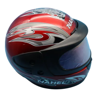 CASCO MOTO CERRADO DOBLE MICA ROJO