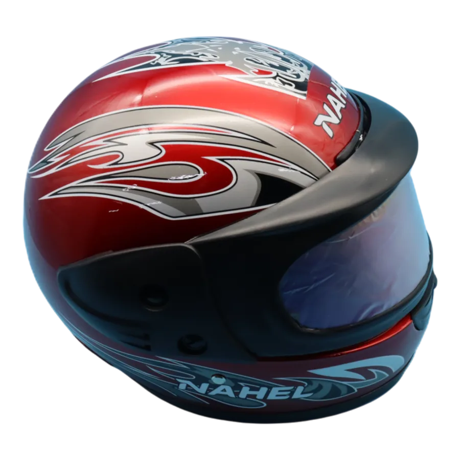 CASCO MOTO CERRADO DOBLE MICA ROJO