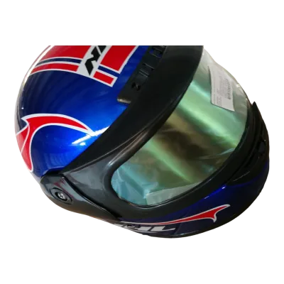 CASCO MOTO CERRADO DOBLE MICA AZUL